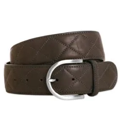 The Tailored Sportsman Quilted "C" Leather Belt - Clearance! -Equestrian Supplies Sales Store 18211 chocolatesilver coiled silo