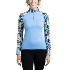 Kastel Signature 1/4 Zip Sun Shirt - Clearance! -Equestrian Supplies Sales Store 25122 blueabstract 1