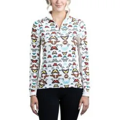 Kastel Signature 1/4 Zip Sun Shirt - Clearance! -Equestrian Supplies Sales Store 25122 creambutterfly 1