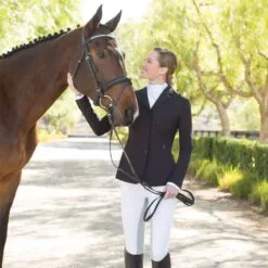 Piper Softshell Show Coat II By SmartPak -Equestrian Supplies Sales Store 26409 black 20945 white lifestyle