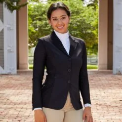 RJ Classics Harmony Grey Label Mesh Show Coat -Equestrian Supplies Sales Store 29091 black l1