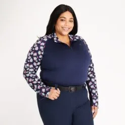 Piper SmartCore&trade; Block Print Long Sleeve ¼ Zip Sun Shirt - Clearance! -Equestrian Supplies Sales Store 33994 flamingos 1