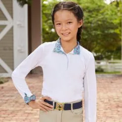 RJ Classics Maddie Jr Long Sleeve Show Shirt W/ 37.5 Temperature Regulating Technology - Clearance! -Equestrian Supplies Sales Store 34066 bluepaisleyfloral 1