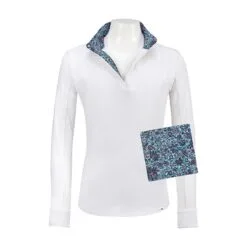 RJ Classics Maddie Jr Long Sleeve Show Shirt W/ 37.5 Temperature Regulating Technology - Clearance! -Equestrian Supplies Sales Store 34066 bluepaisleyfloral 3