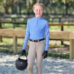 Piper SmartCore&trade; Block Print Long Sleeve Kids 1/4 Zip Sun Shirt By SmartPak - Clearance! -Equestrian Supplies Sales Store rifeb 34004 runninghorses print 2261